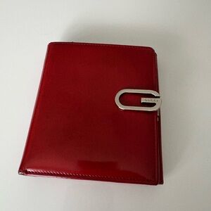 Gucci Red Patent Leather Wallet with Silver Tone G-Clasp